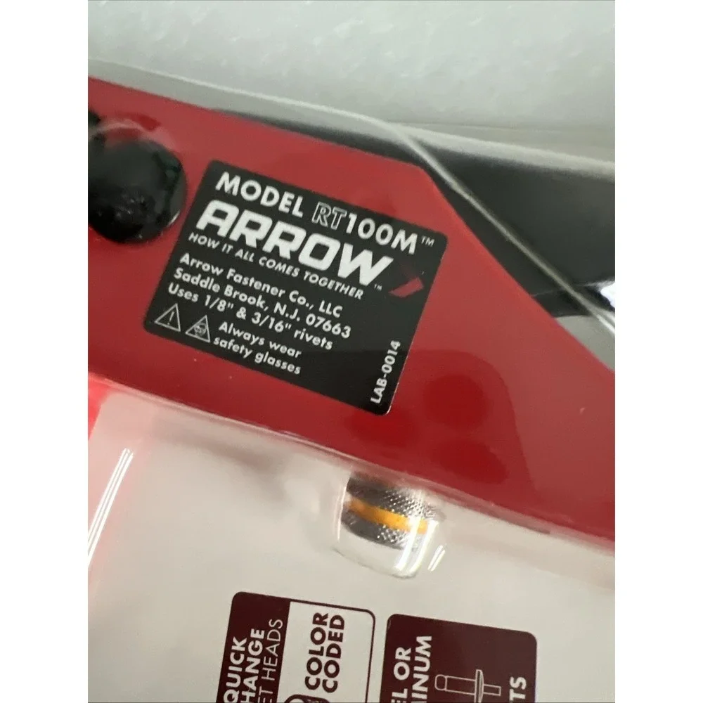 Arrow One-Handed Swivel Riveter Tool RT100M Molded Grip 100% Steel Red E25‎